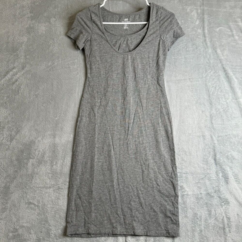 HM Dress Womens XS Gray Maternity Mama Nursing Postpartum Knee Length Minimalist